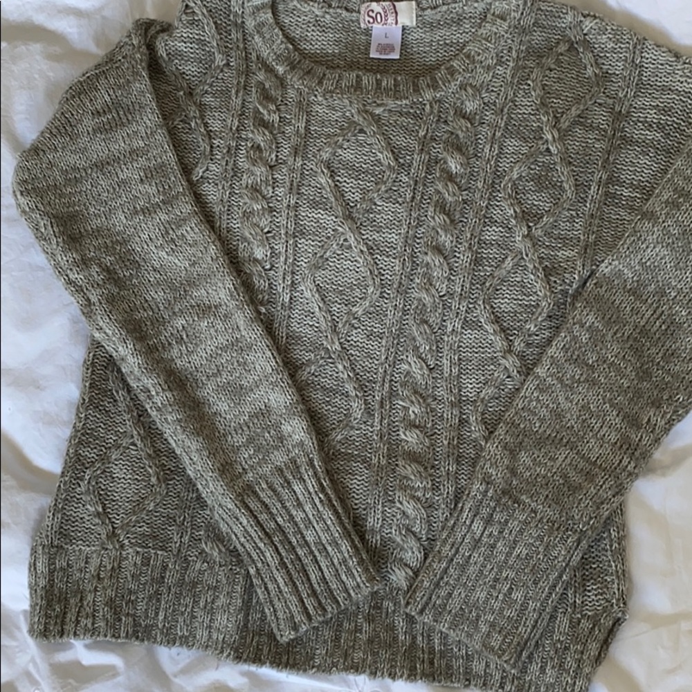Gray cable knit sweater
